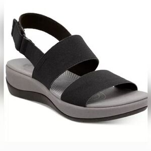 NIB Clarks Arla Jacory Cloudsteppers Comfort Sandal Sz 10 Wide Black Gray